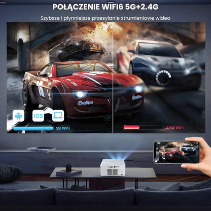 Projektor home cinema inteligentny – Full HD, 1200 ANSI lumenów, Android 13, autofocus 6D, Wi-Fi 6, Bluetooth