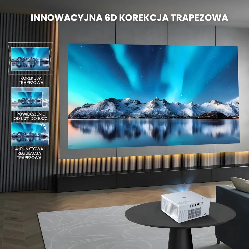 Projektor home cinema inteligentny – Full HD, 1200 ANSI lumenów, Android 13, autofocus 6D, Wi-Fi 6, Bluetooth