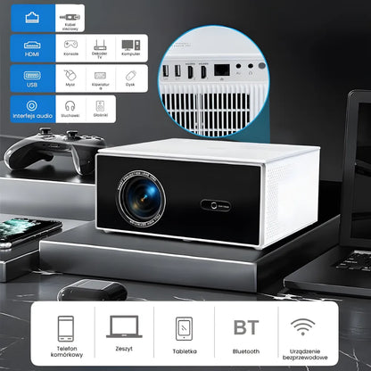 Projektor home cinema inteligentny – Full HD, 1200 ANSI lumenów, Android 13, autofocus 6D, Wi-Fi 6, Bluetooth